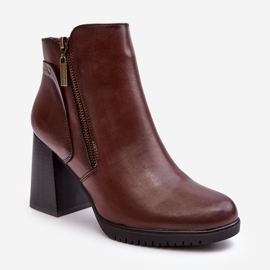 Sergio Leone Damen-Stiefeletten mit hohem Absatz und Reißverschlüssen, braune Ryelle 1