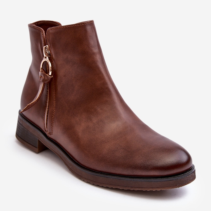 Flache Damenstiefel aus Leder in Braun Vasica 1