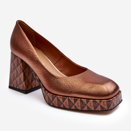 Lederpumps mit hohem Absatz Laura Messi 259/819-821 Kupfer braun 1