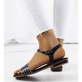 Schwarze Sandalen mit Sudbury Zirkonia 2