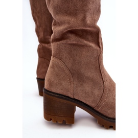 WS1 Damenstiefel mit niedrigem Absatz bis über das Knie, Braun Beveta 2