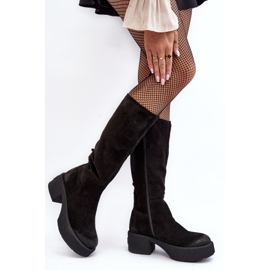 Overknee-Stiefel für Damen aus Wildleder Lemar Black Malayah schwarz 1