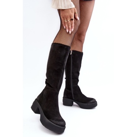 Overknee-Stiefel für Damen aus Wildleder Lemar Black Malayah schwarz 2