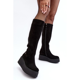 Wildleder-Keilstiefel für Damen Maciejka 05767-01 Schwarz 1