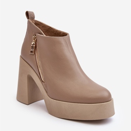 Damen-Stiefeletten mit massivem Absatz und Reißverschluss 1755 Zazoo Beige 1