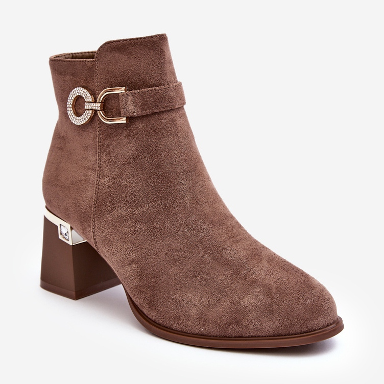 WJ2 Modische Damen-Stiefeletten aus braunem Wildleder Nola 1