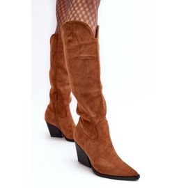 Modische Delia-Cowboystiefel aus Wildleder in Camel braun 2