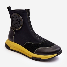 Damen-Lederstiefeletten mit Reißverschluss Maciejka 06297-01 Schwarz 1