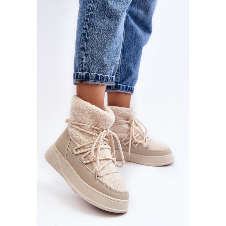 FG2 Plateau-Schneestiefel für Damen Hellbeige Ahatissa 1