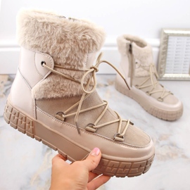 Beige isolierte Lederstiefel auf der Plattform von Filippo DBT4716 1