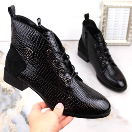 Damen-Lackleder-Schrittstiefel, isoliert schwarz, Filippo DBT4824 1