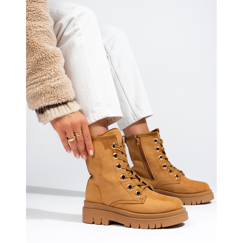 Shelovet Arbeitsschuhe aus Kamel-Wildleder für Damen braun 1