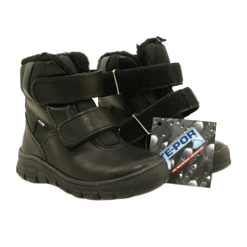Kinderleder Schneefiefern wasserdichte Stiefel te-por Mazurek 1351 Schwarz 6