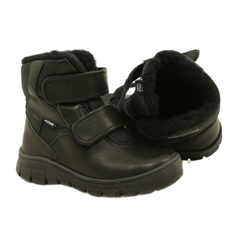 Kinderleder Schneefiefern wasserdichte Stiefel te-por Mazurek 1351 Schwarz 5