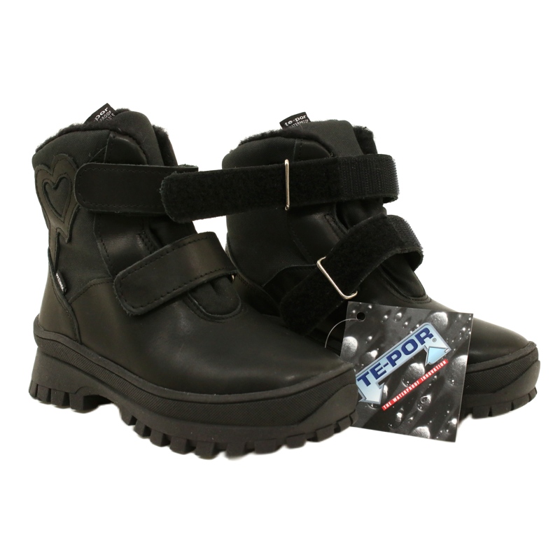 Lederschnee Stiefel wasserdichte Stiefel te-por Mazurek 1351-Pitt-Herz schwarz 7