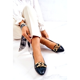 Alberto Violli Leder-Lack-Ballerinas mit Schlangenmuster und Kette, grün 4