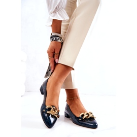 Alberto Violli Leder-Lack-Ballerinas mit Schlangenmuster und Kette, grün 2