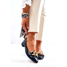 Alberto Violli Leder-Lack-Ballerinas mit Schlangenmuster und Kette, grün 1