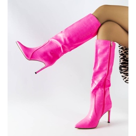 Inna Hellrosa Neon-Stiefel mit hohem Absatz von Jaylin 1