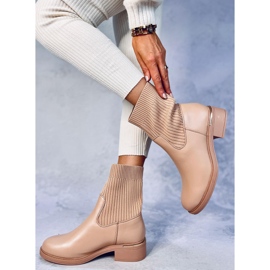 Sendi Nude Stiefeletten mit Sock-Obermaterial beige 2