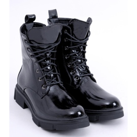 Lackierte Schnürboots von Neil Black schwarz 2