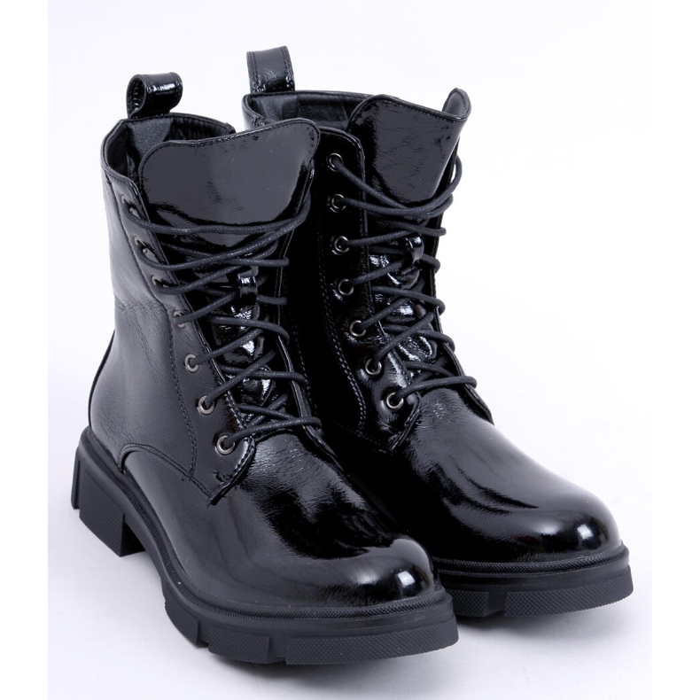 Lackierte Schnürboots von Neil Black schwarz 2