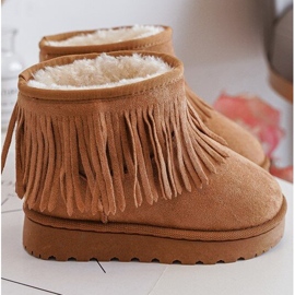 Isolierte Kinder-Schneestiefel mit dekorativen Fransen Camel Nimia braun 4