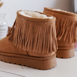 Isolierte Kinder-Schneestiefel mit dekorativen Fransen Camel Nimia braun 5