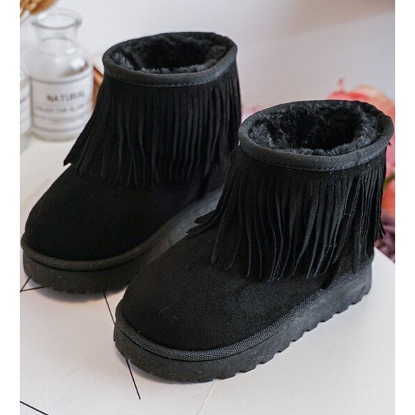Isolierte Kinder-Schneestiefel mit dekorativen Fransen, Black Nimia schwarz 1