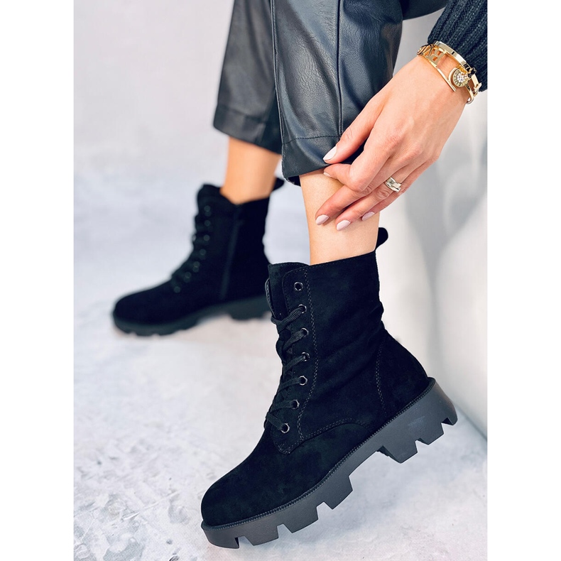 Arbeitsstiefel aus schwarzem Wildleder von Pansy 2