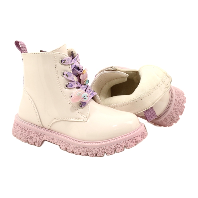 Lackierte Stiefel mit dekorativen Manschettenknöpfen Miss 23DZ23-6582 beige 4