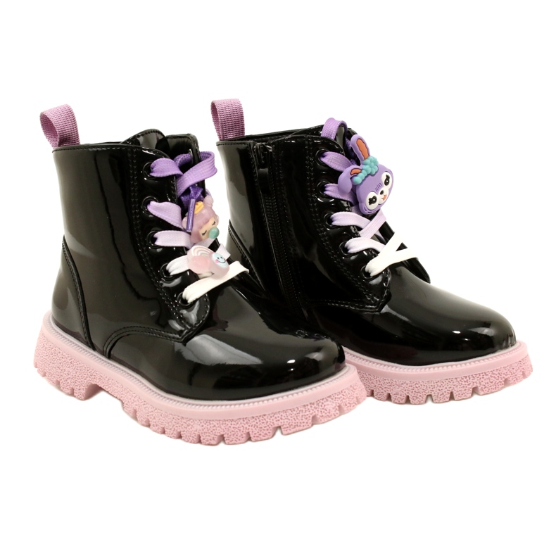 Lackierte Stiefel mit dekorativen Clips Miss 23DZ23-6582 schwarz 4