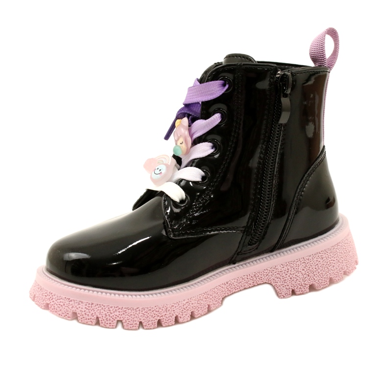 Lackierte Stiefel mit dekorativen Clips Miss 23DZ23-6582 schwarz 2