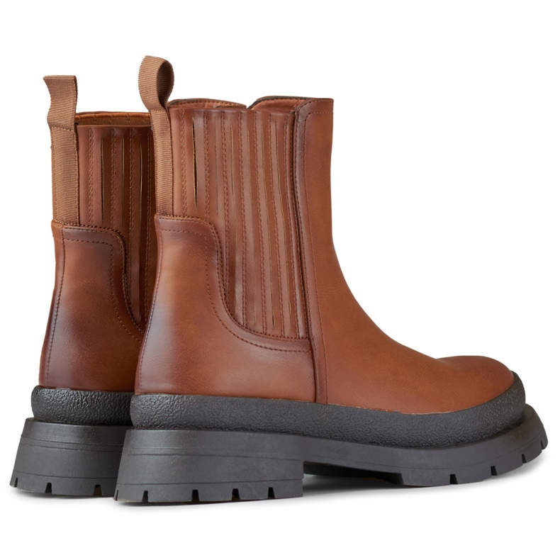 Braune Stiefeletten aus Faux-Wildleder mit dicker Sohle 1