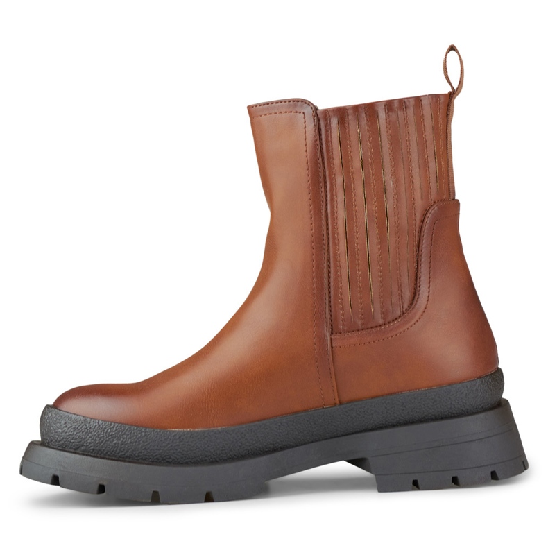 Braune Stiefeletten aus Faux-Wildleder mit dicker Sohle 2