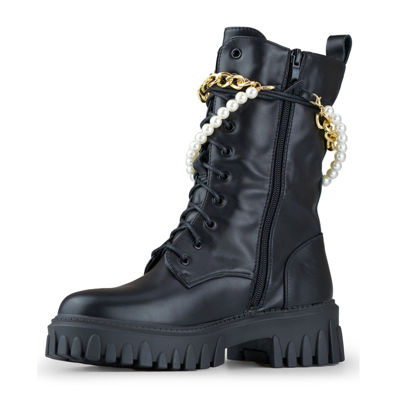 Schwarze Damenbaggies mit abnehmbarer Verzierung 1