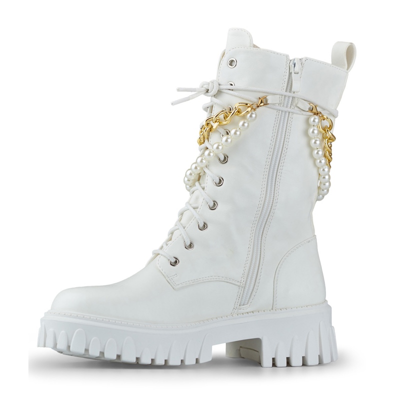 Weiße Damenbeutel mit abnehmbarer Verzierung 1