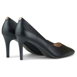 Schwarze, klassische, niedrige Damen-High-Heels aus Öko-Leder 2
