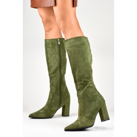 Olivgrüne kniehohe Damenstiefel 3