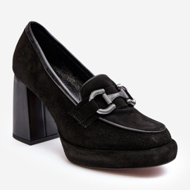 Lederpumps auf einem massiven High Heel Laura Messi 2706 Schwarz 1