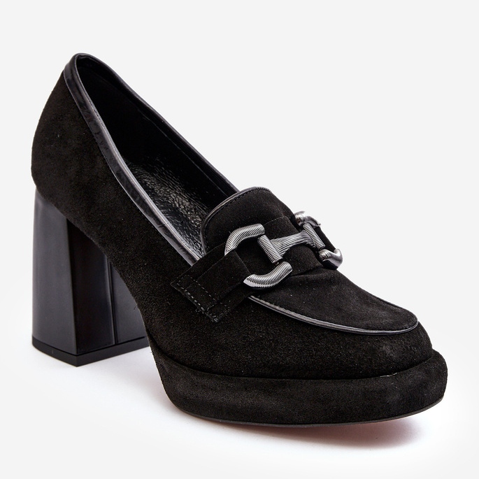 Lederpumps auf einem massiven High Heel Laura Messi 2706 Schwarz 1