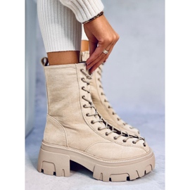 Wayne Beige Damen-Schnürstiefel 1