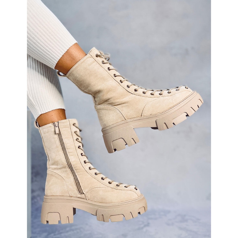 Wayne Beige Damen-Schnürstiefel 2
