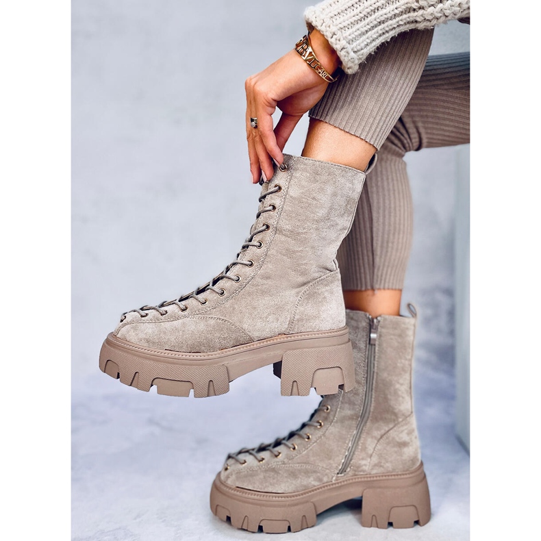 Wayne Khaki Schnürstiefel für Damen beige 2