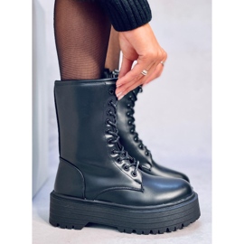 Schnürboots auf hoher Rage Black Sohle schwarz 2