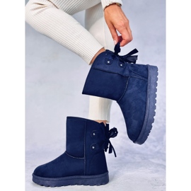 Schneestiefel von Emusy mit Schleifen in Stella Blue blau 2