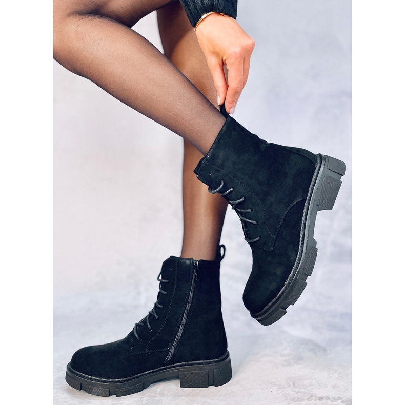 Zoe Black Schnür-Arbeiter schwarz 2