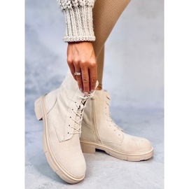Lavey Beige Schnürstiefel aus Wildleder 3