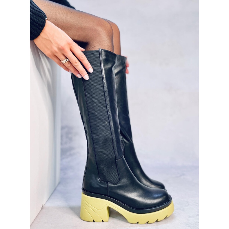 Stiefel mit farbigen Sohlen von Woods BLACK/BLUE schwarz 2