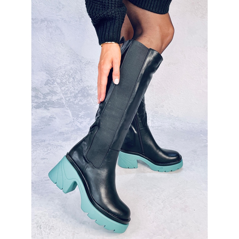 Stiefel mit farbigen Sohlen von Woods BLACK/GREEN schwarz 1